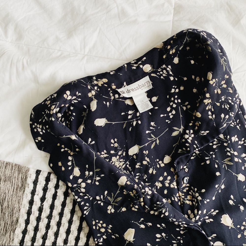 White Rose Pattern Blouse